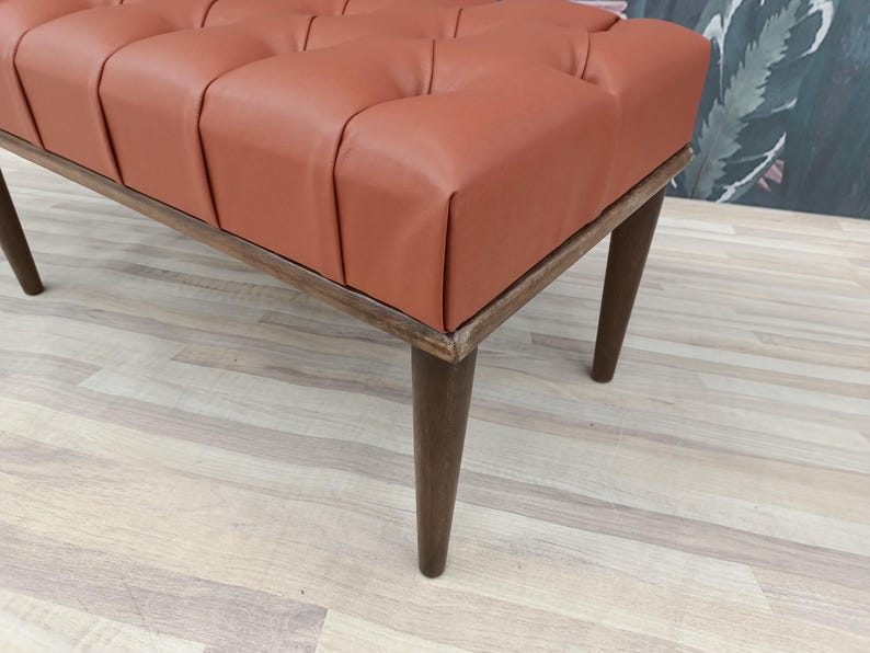Leather ottoman bench, Chesterfield bench, Sofa bench, End of bed bench, Pub bench, Accent bench, Coffee table bench, Shoe bench, 18x18x36 "