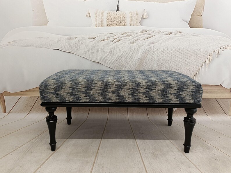 Entryway bench, Footstool bench, Lounge bench, Bed end bench, Dining bench, Bohemian bench, Frontdoor bench, Covered bench, BENCH KM-5 Classic Black Leg