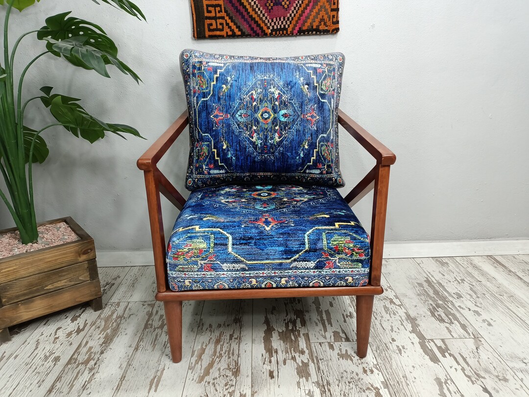 Bergere Chair, Accent Chair, Desk Chair, Navy Blue Sofa, Living Room