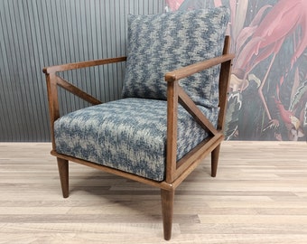 Reading chair, Handmade armchair, Sitting chair, Wood work funiture, Boho armchair, Upholstered sofa, Tv chair, Father day gift, SOFA KM-05