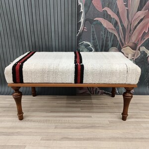 Ottoman Bench, Bedroom Furniture, Hallway Bench, Kilim Rug Bench, Accent Bench, Entryway Bench, Dining Bench, 18x18x36'', BENCH 1038