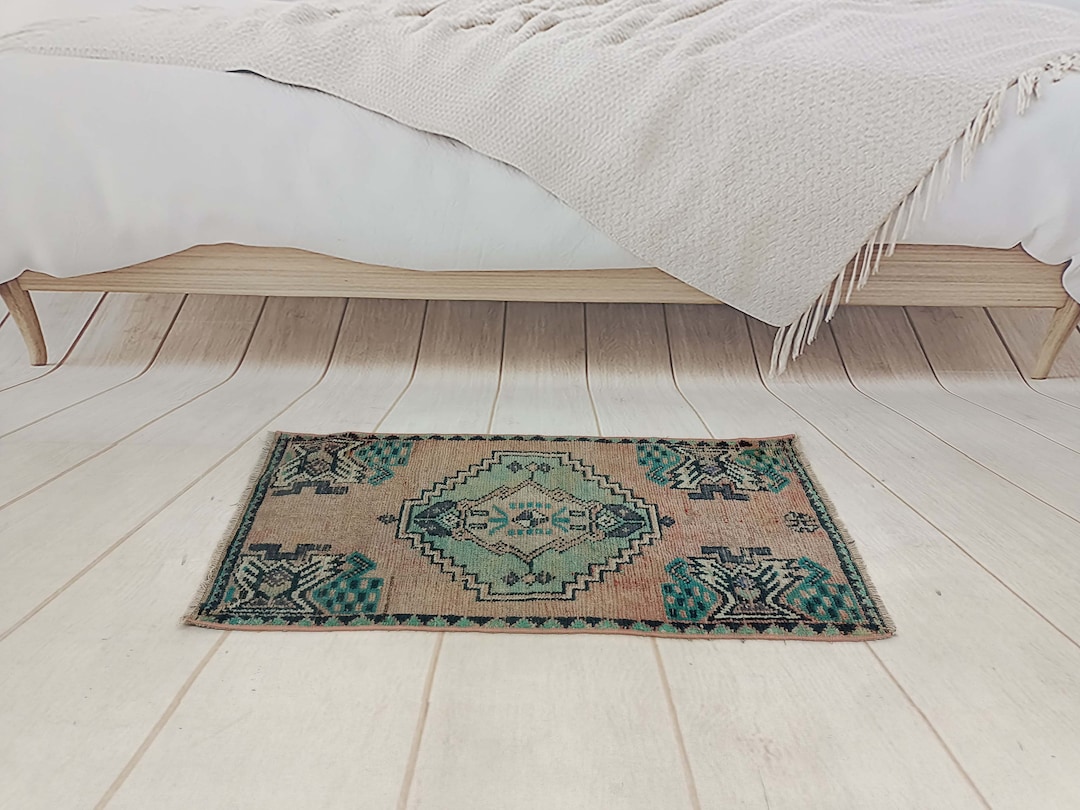 Pink Green Oushak, Spring Decor Rug, Small Rug, Outdoor Rug, Vintage