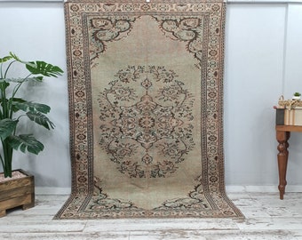 Antiker Teppich, Wollteppich, Kurzflorteppich, 160 x 230 cm, Handgeknüpfter Teppich, Türkischer Teppich, Schafwolle, 160 x 250 cm, VT 4196