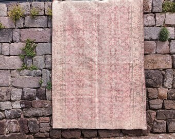 floral kitchen rug, vintage rug, oushak rug, turkish rug, oriental rug, entry rug, outdoor rug, wool rug, laundry rug, 6.1x8.7 feet, VT 438