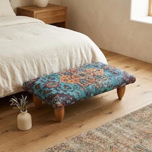 Upholstered bed step, Bohemian bench, Footstool bench, Couch table, Short bench, Ottoman for sofa, Porch stool, Foot bench, Low stool, 156