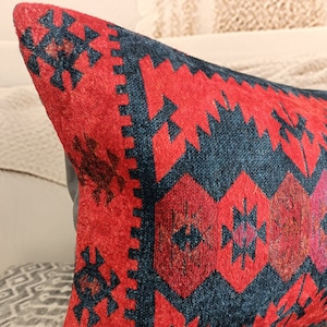 retro pillow cover, decorative pillow, accent pillow, kilim pattern pillow, aztec pillow, lumbar pillow, handmade pillow, boho pillow, PT253 image 6