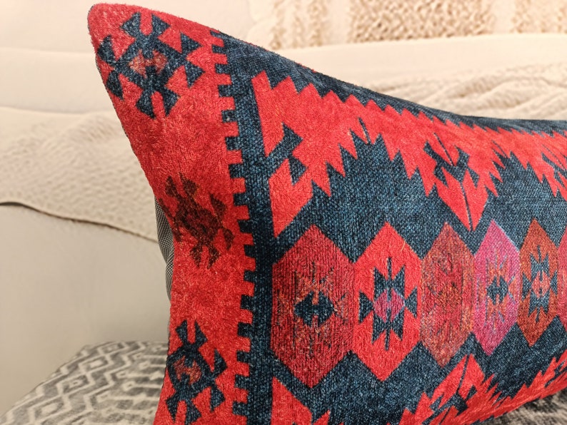 retro pillow cover, decorative pillow, accent pillow, kilim pattern pillow, aztec pillow, lumbar pillow, handmade pillow, boho pillow, PT253 image 6