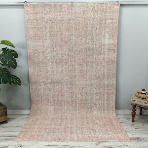 Muted Pink Rug, Faded Rug, Antique Rug, Turkish Rug, Distressed Rug ...