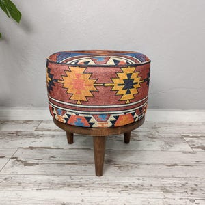 Ottoman Stool, Handmade Furniture, Bean Bag Chair, Foot Stool Pouf, Round Stool, Sofa Side Table, Aztec Bench, Upholstered Bench, FS 00