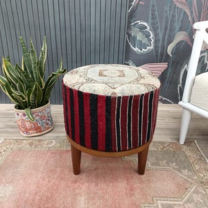 Tripod stool, Vanity table stool, Ottoman stool, Pouf stool, Low stool, Kilim stool, Piano bench, Keyboard stool, Entryway bench, FS 1149