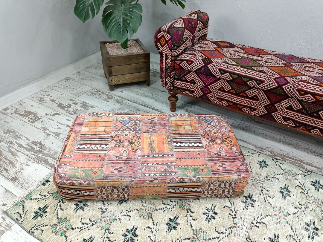 Floor Pouf Ottoman, Futon Cushion, Bench Cushion, Yoga Cushion, Floor