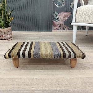 Kilim step stool, Ottoman stool, Deck stool, Small stool, Lounge stool, Fireside stool, Stool for chair, Cozy stool, Groovy stool, BSV 189