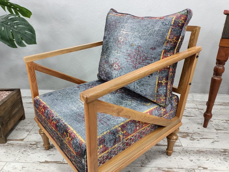Desk chair, Retro armchair, Accent chair, Kitchen chair, Relaxing chair, Handmade armchair, Gray sofa, Farmhouse chair, SOFA 107 Natural