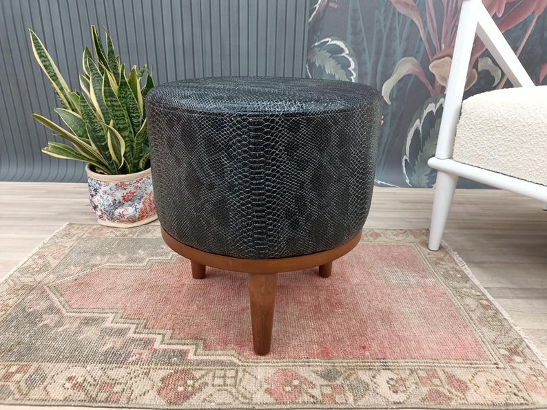 Leather stool, Ottoman for chair, Small stool, Durable furniture, Dressing table stool, Lobby stool, Shower stool, Foot rest stool, FS KM-23