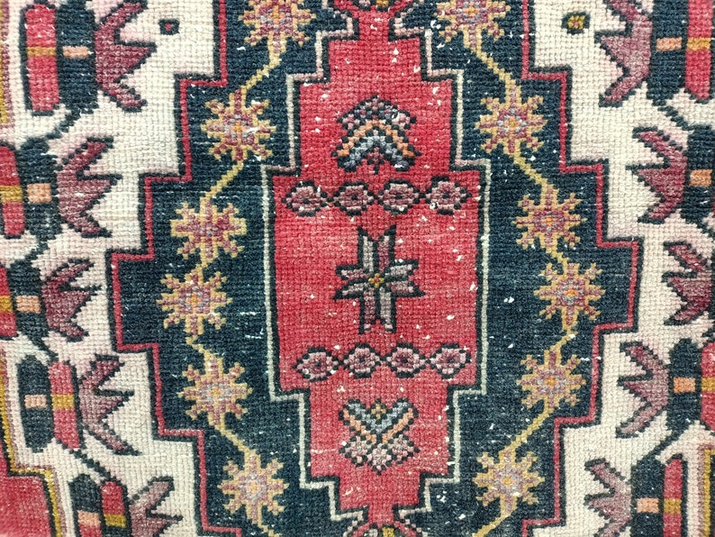 Handmade rug, Turkish rug, Anatolian area rug, Wool rug, Geometric rug, Vintage rustic rug, Nomadic rug, Organic rug, 4.1 x 7.3 ft, VT 2318 image 8