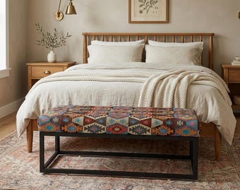 Upholstered bench, Additional seat, Bedroom bench, Printed bench, Footrest bench, Bench for table, Ottoman bench, Farmhouse bench, MTL 152
