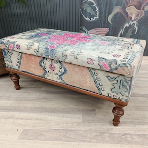 Upholstered Bench, Turkish Rug Bench, Storage End Table, Bedroom Storage, Storage Chest, Storage Coffee Table, Storage Footstool, ST- 222