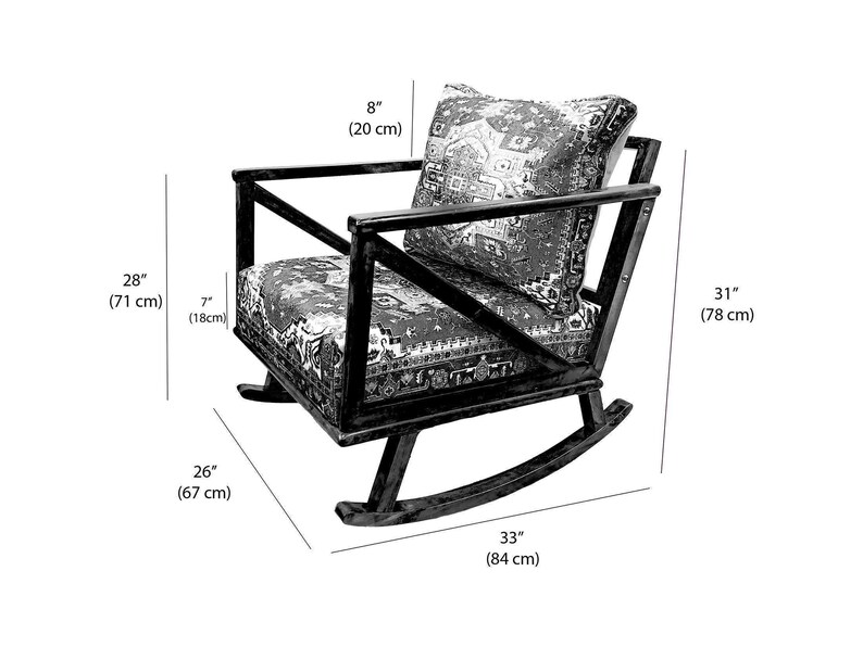 Mecedora artesanal, silla de madera maciza, silla cómoda, muebles de patio, silla de interior y exterior, silla de dormitorio, silla de descanso, RC 1033 imagen 7