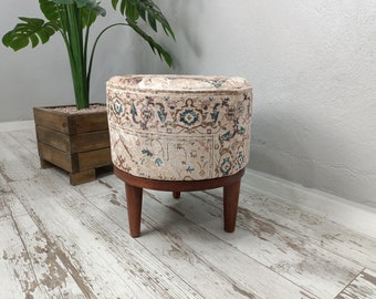 Upholstered Footstool, Ottoman Pouf, Vanity bench, Pouf Chair, Foot Rest Stool, Bedroom Pouf, Accent Stool, Sitting Pouf, Entry Bench, FS 64