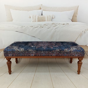Handmade Furniture, Upholstered Bench, Hallway Bench, Wooden Coffee Table, Boho Chair, Kitchen seat, Navy rug Bench, Footstool , Bench 876