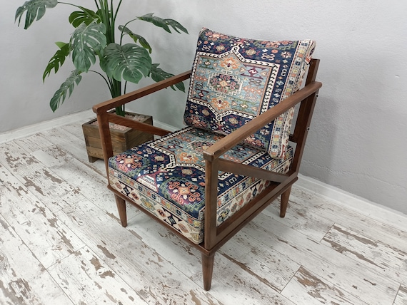 dining chair with cushion, lounge chair, blue pub chair, single armchair, patio set, bohemian couch, handmade deck chair, SOFA 160