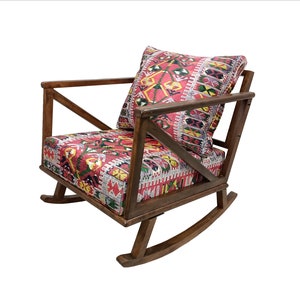 Kilim armchair, Kilim rocking chair, Handmade armchair, Boho furniture, Patio armchair, Outdoor furniture, Living room furniture, RC 881