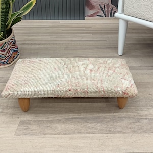 Turkish rug footstool, Pastel color step sstool, Armchair footrest, Ottoman footstool, Small sofa foot rest, Foot stool under desk, BSV 173