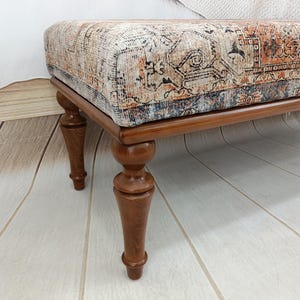 Upholstered Bedroom Bench, Turkish Rug Ottoman, Wooden Coffee Table, Kitchen Furnitures, Window Bench Seat, Padded Pouffe Ottoman, BENCH 794 image 2
