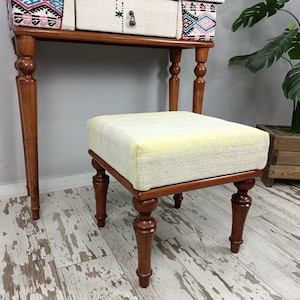 handmade furniture, coffee table ottoman, side table, kilim bench, vintage end table, vanity bench, footstool bench, make up stool, VT 962