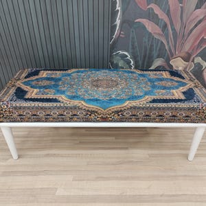 bedroom ottoman bench, wood bench, boho chair, dining table bench, footstool bench, turkish rug bench, upholstered bench, Bench 867