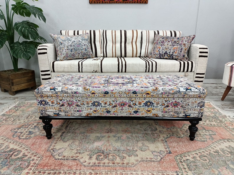 Hallway Bench, Bohemian Bench, Bedroom Storage Bench, Upholstered Ottoman, Trunk Coffee Table, Lounge Bench, Living Room Bench, ST- 100