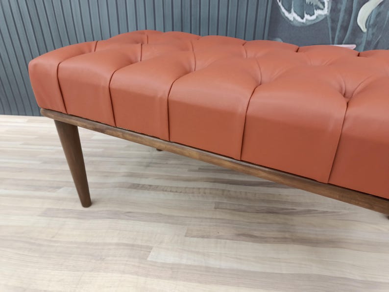 Leather ottoman bench, Chesterfield bench, Sofa bench, End of bed bench, Pub bench, Accent bench, Coffee table bench, Shoe bench, 18x18x36 "