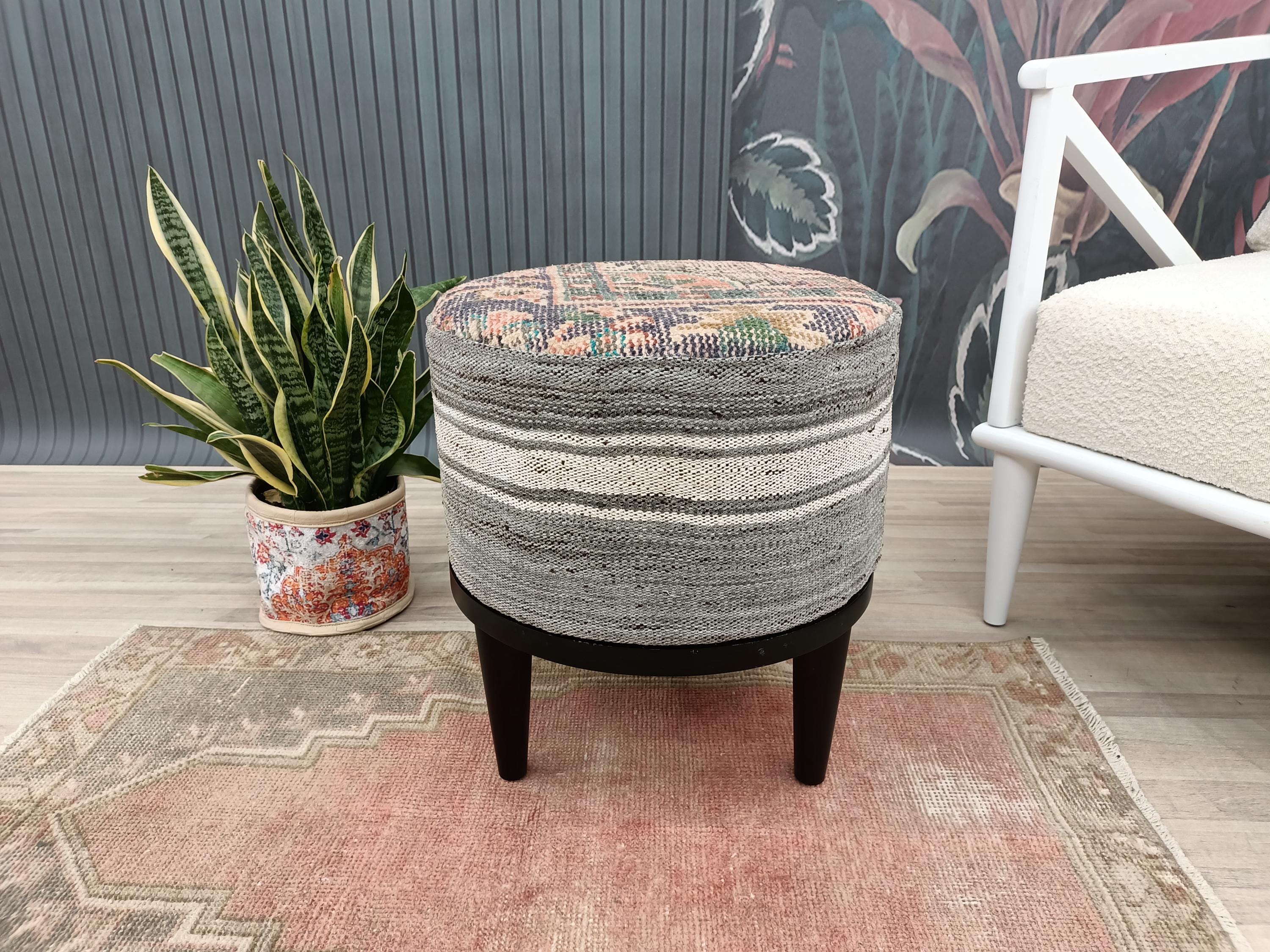 Vanity Table Stool, Hipster Stool, Pouf Stool, Bohemian Stool, Kilim ...