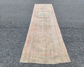 worn rug, entry rug, vintage rug, turkish rug, oushak rug, area rug, bohemian rug, 3.1x10.6 feet, kitchen rug, stair rug, boho rug, VT100