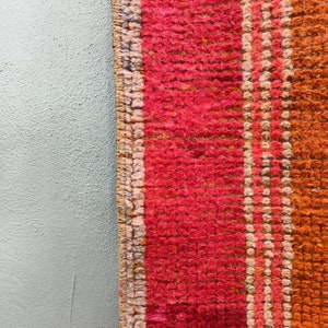 pink oushak rug, rug with fringes, pastel decor rug, eco friendly rug, soft pile rug, turkish vintage rug, soft runner, 3 x 11.5 ft, VT 4597 image 7