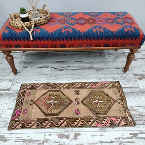 22.44x39.37 door mat Aztec motif rug 1.87'x3.28' antique rug Oriental small rug pale brown rug Woven small rug Handmade door mat