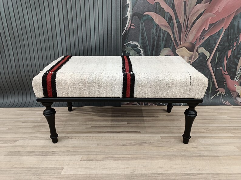 Ottoman Bench, Bedroom Furniture, Hallway Bench, Kilim Rug Bench, Accent Bench, Entryway Bench, Dining Bench, 18x18x36'', BENCH 1038