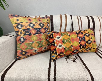 decorative pillow cover, aztec pattern pillow, eclectic pillow, sofa pillow, euro sham cover, 12x24 pillow, turkish rug pillow,  PT 161