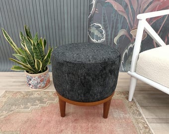 Handmade stool, Deck stool, Vanity stool, Ottoman stool, Pouf with legs, Short stool, Make up stool, Wrapped stool, Pantry stool, FS KM-20