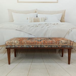 Upholstered Bedroom Bench, Turkish Rug Ottoman, Wooden Coffee Table, Kitchen Furnitures, Window Bench Seat, Padded Pouffe Ottoman, BENCH 794 image 12
