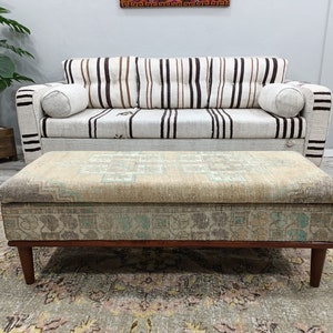 Trunk Coffee Table, Storage Ottoman, Hallway Bench, Entryway Bench, Bedroom Organizer, Footstool, Vintage Rug Bench, Clothes Storage, ST 243