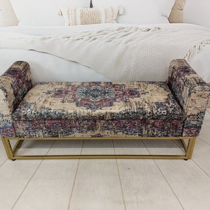 Boho chic daybed, Artisan furniture, Upholstered daybed, Rug Print daybed, Handcrafted daybed, Bedroom sofa, Storage daybed, MTL 18x51 60