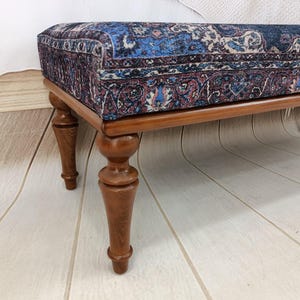 Handmade Furniture, Upholstered Bench, Hallway Bench, Wooden Coffee Table, Boho Chair, Kitchen seat, Navy rug Bench, Footstool , Bench 876 image 4