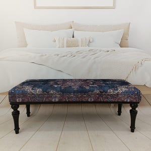 Handmade Furniture, Upholstered Bench, Hallway Bench, Wooden Coffee Table, Boho Chair, Kitchen seat, Navy rug Bench, Footstool , Bench 876 image 12