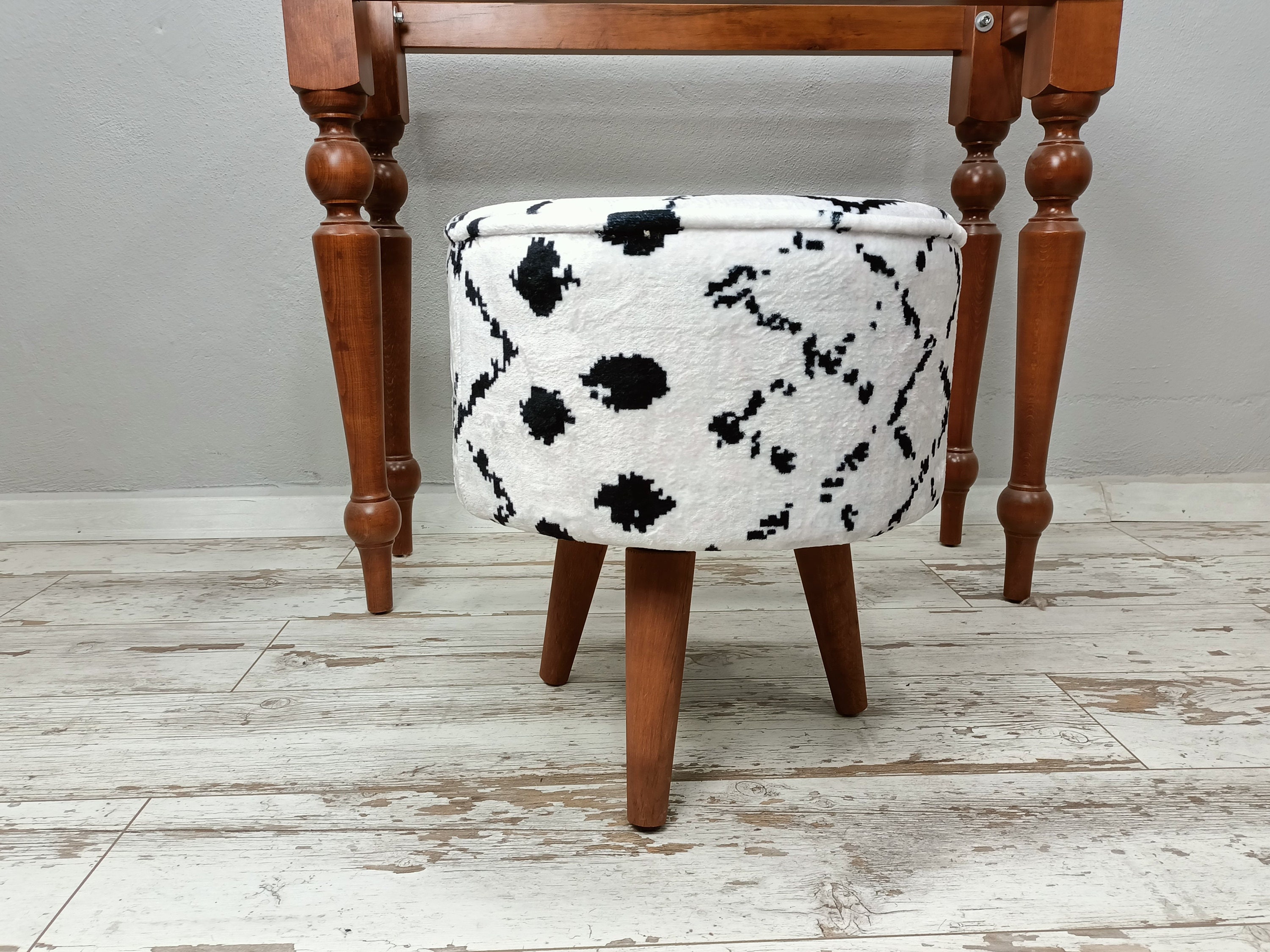 Black and sale white vanity stool