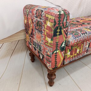 Armed Ottoman Bench, Living Room Bench, Upholsterd Sofa Couch, Handmade Furniture, Hallway Bench, Storage Bench, Yoga Seat, ST 18x51 881 image 7