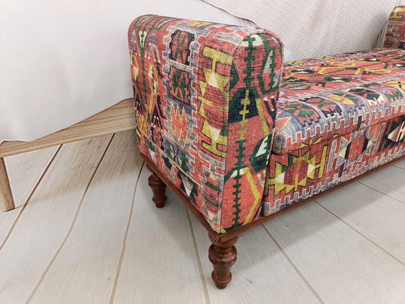 Armed Ottoman Bench, Living Room Bench, Upholsterd Sofa Couch, Handmade Furniture, Hallway Bench, Storage Bench, Yoga Seat, ST 18x51 881 image 7