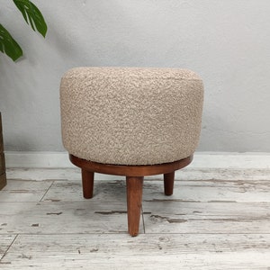 Dressing table chair, Teddy footstool, Round bench, Upholstered bench, Handmade furniture, Pouf chair, Piano bench, Side chair, FS 1033