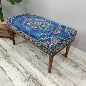 Piano bench, Navy blue bench, Ottoman bench, Footstool bench, Lounge bench, Farmhouse bench, Hallway bench, Entryway bench, BENCH 1025
