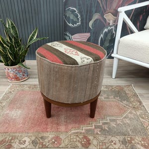 Handmade furniture, Boho furniture, Footrest stool, Round bench, Coffee table, Stiped bench, Sitting stool, Vantiy bench, FS 31